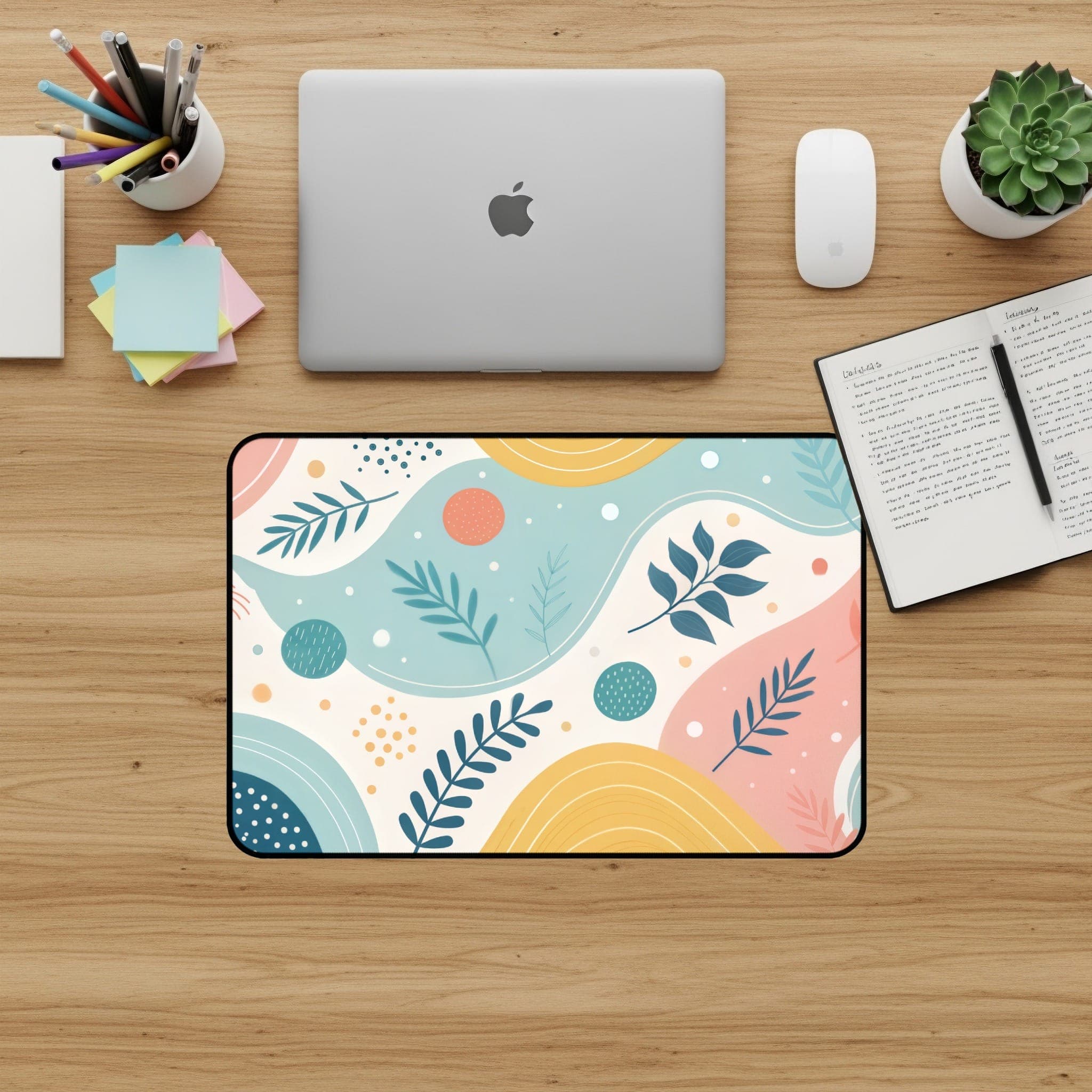 Abstrakte florale Schreibtischunterlage, stilvolles Desk Pad, botanisches Mauspad, großes Gaming Desk Mat, pastellfarbenes Schreibtisch-Zubehör, Computer-Unterlage, Büro-Deko