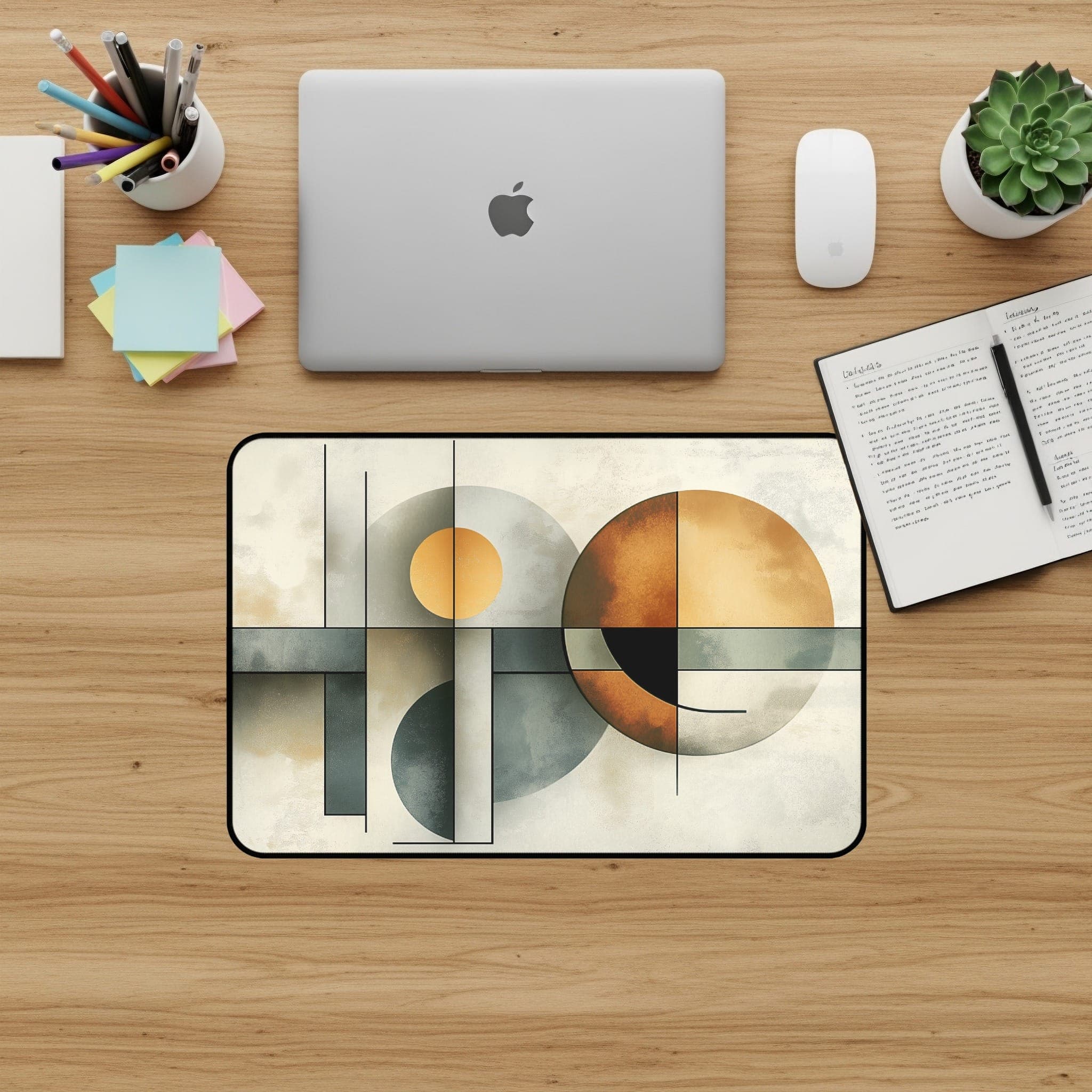 Abstrakte Schreibtischunterlage, Geometrisches Mousepad, Moderne Schreibtisch-Accessoires, Ästhetisches Desk Pad, Circle-Art-Bürodekor, Stilvolles Geschenk für den Arbeitsplatz