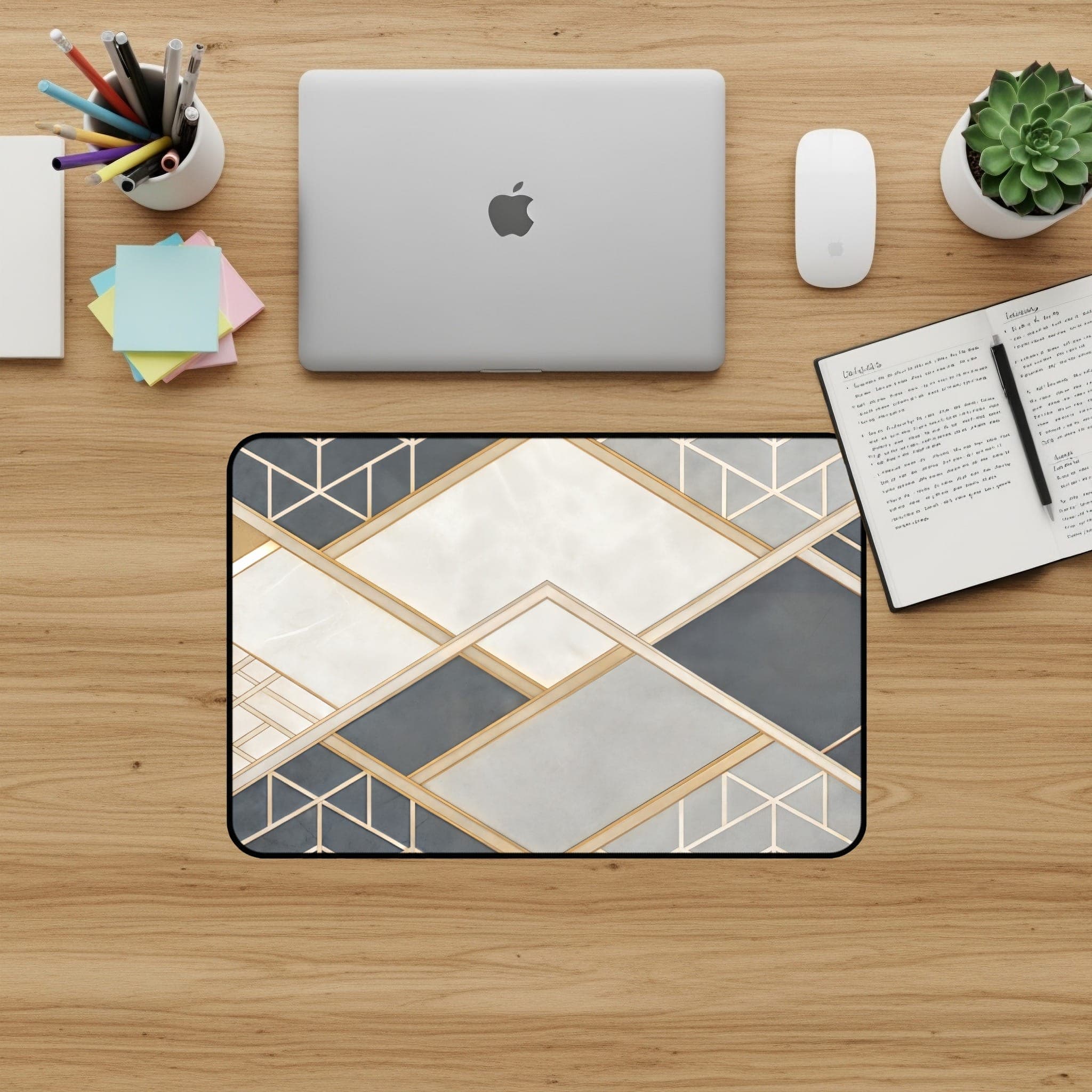 Geometric Desk Mat, Modern Mouse Pad, Abstract Desk Pad, Gold Accent, Desk Accessories, Office Decor, Work From Home, Computer Mat