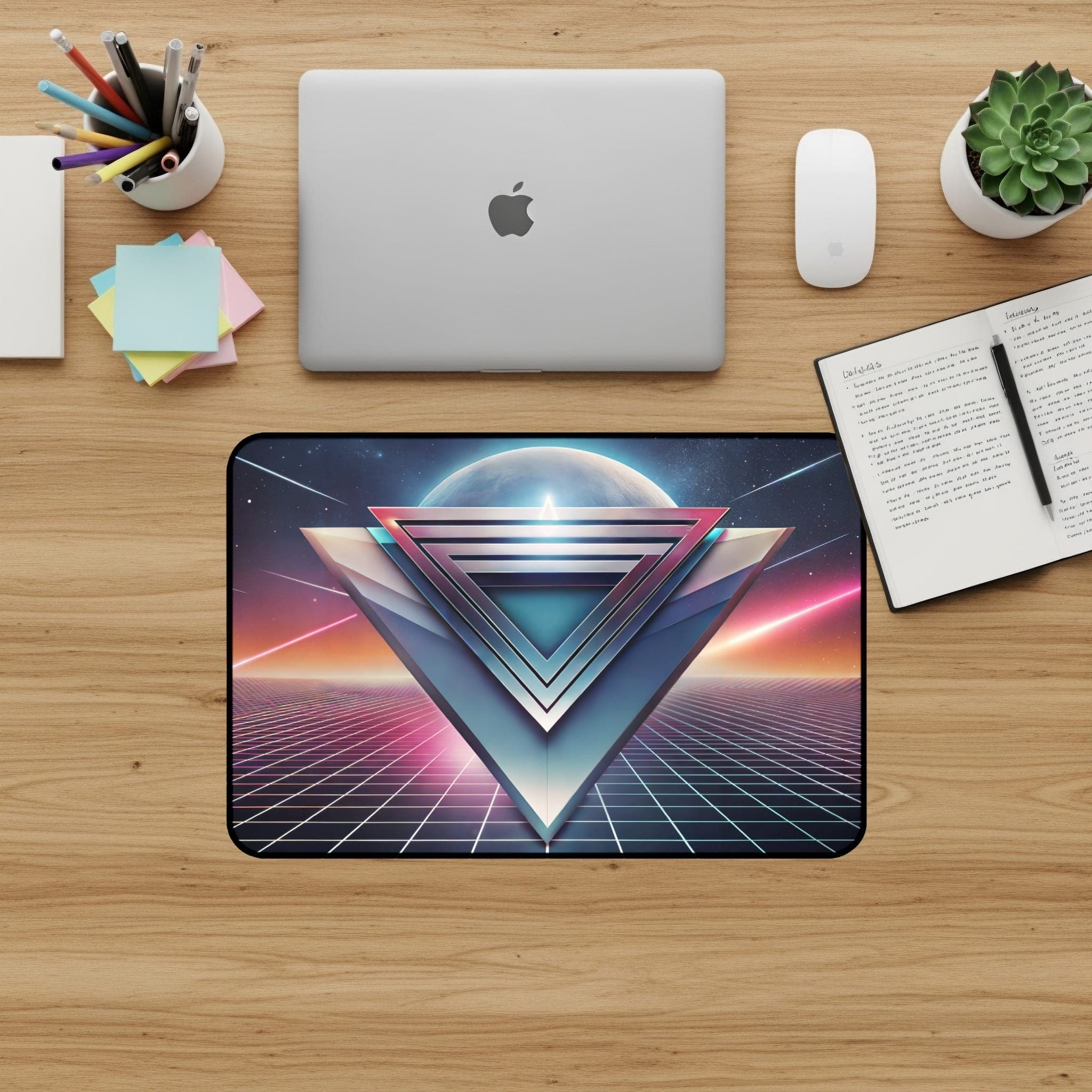 Retro Wave Desk Mat, Synthwave Mouse Pad, 80s Aesthetic Desk Pad, Gaming Accessories, Vaporwave Style Desk Mat, Cosmic Mousepad
