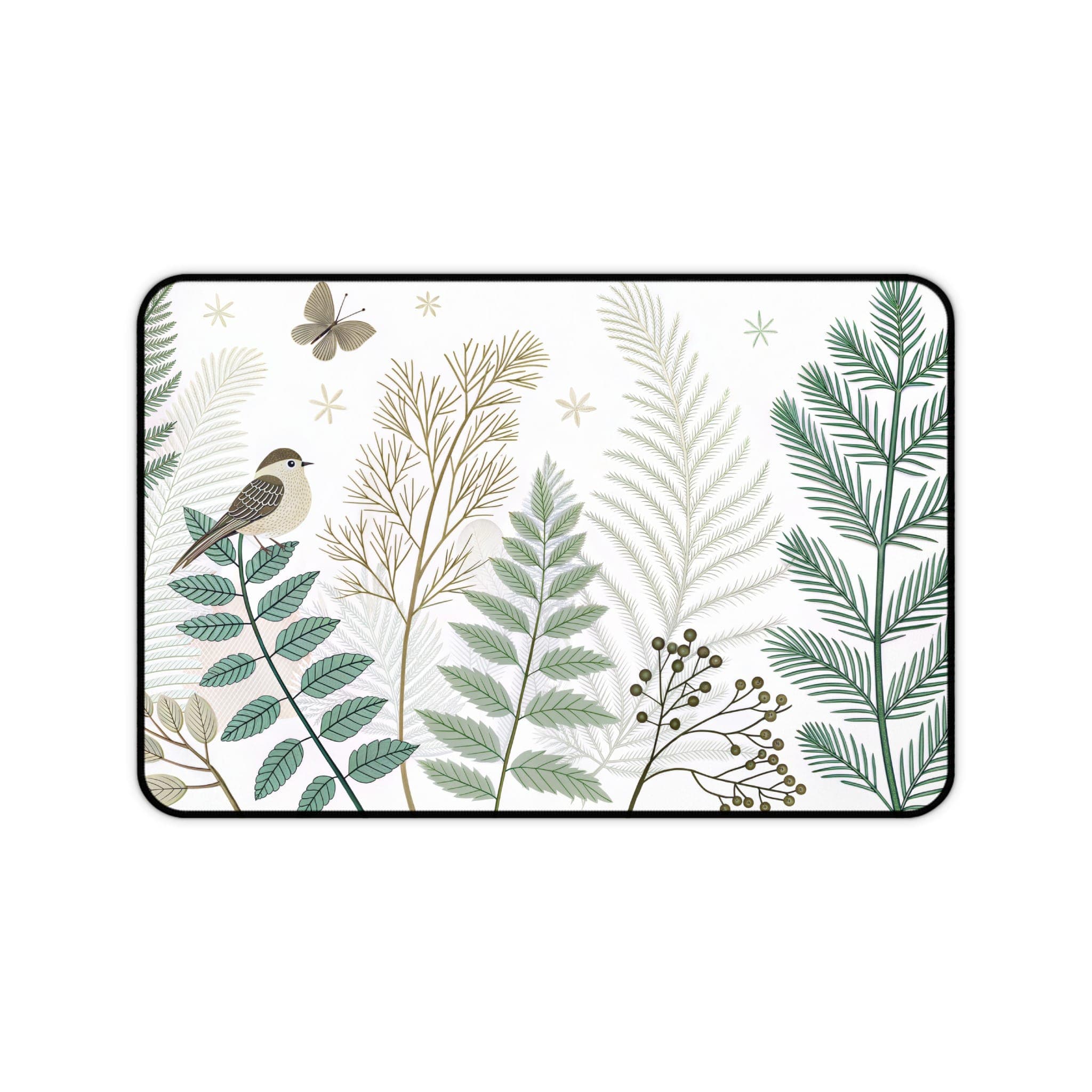 Vogel-Schreibtischunterlage, Botanisches Mauspad, Natur-Schreibtischunterlage, Schreibtisch-Accessoires, Farne, Floral, Vogel, Einzigartig, Modernes Schreibtisch-Dekor, Büro-Dekor