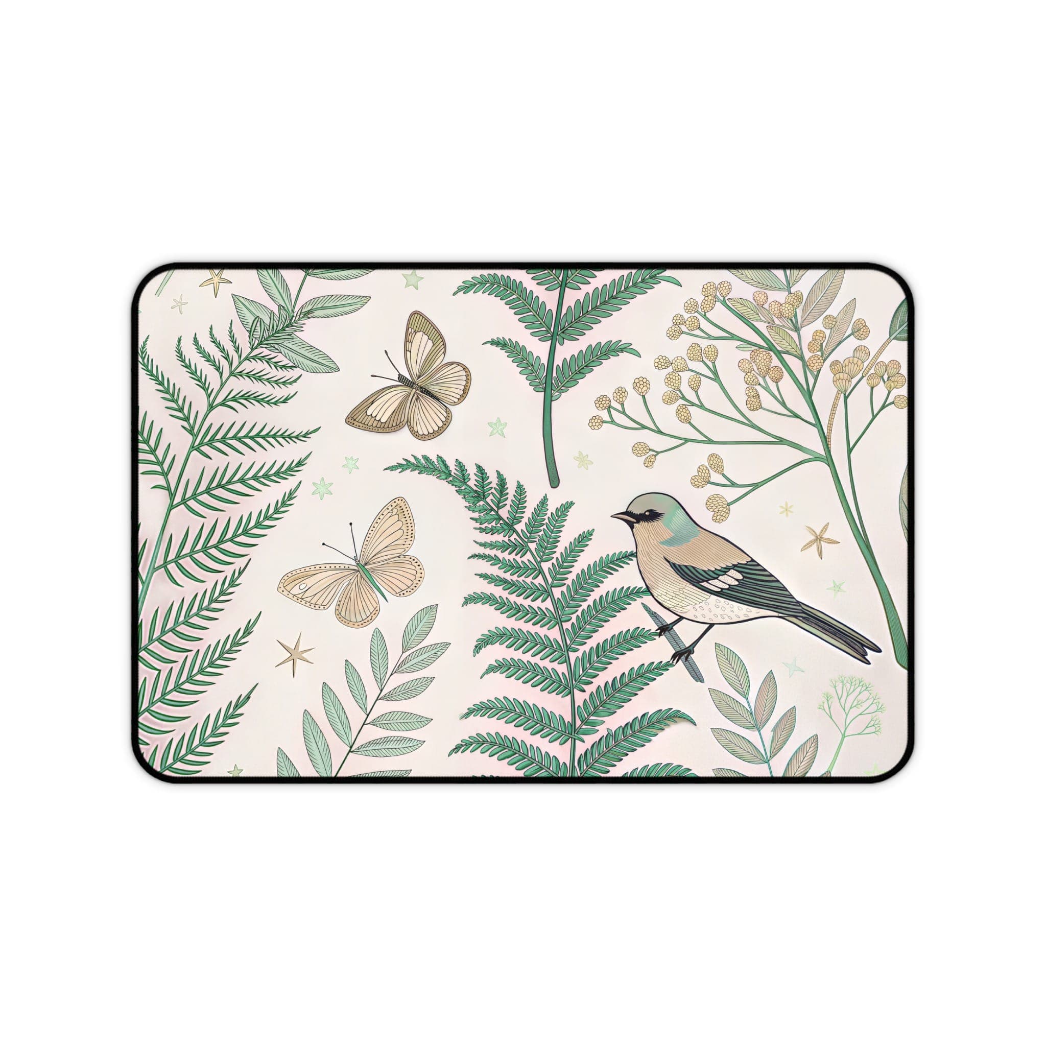 Bird Butterfly Desk Mat, Nature Mouse Pad, Botanical Desk Pad, Office Accessories, Computer Mat, Aesthetic Desk Decor, Large Desk Mat