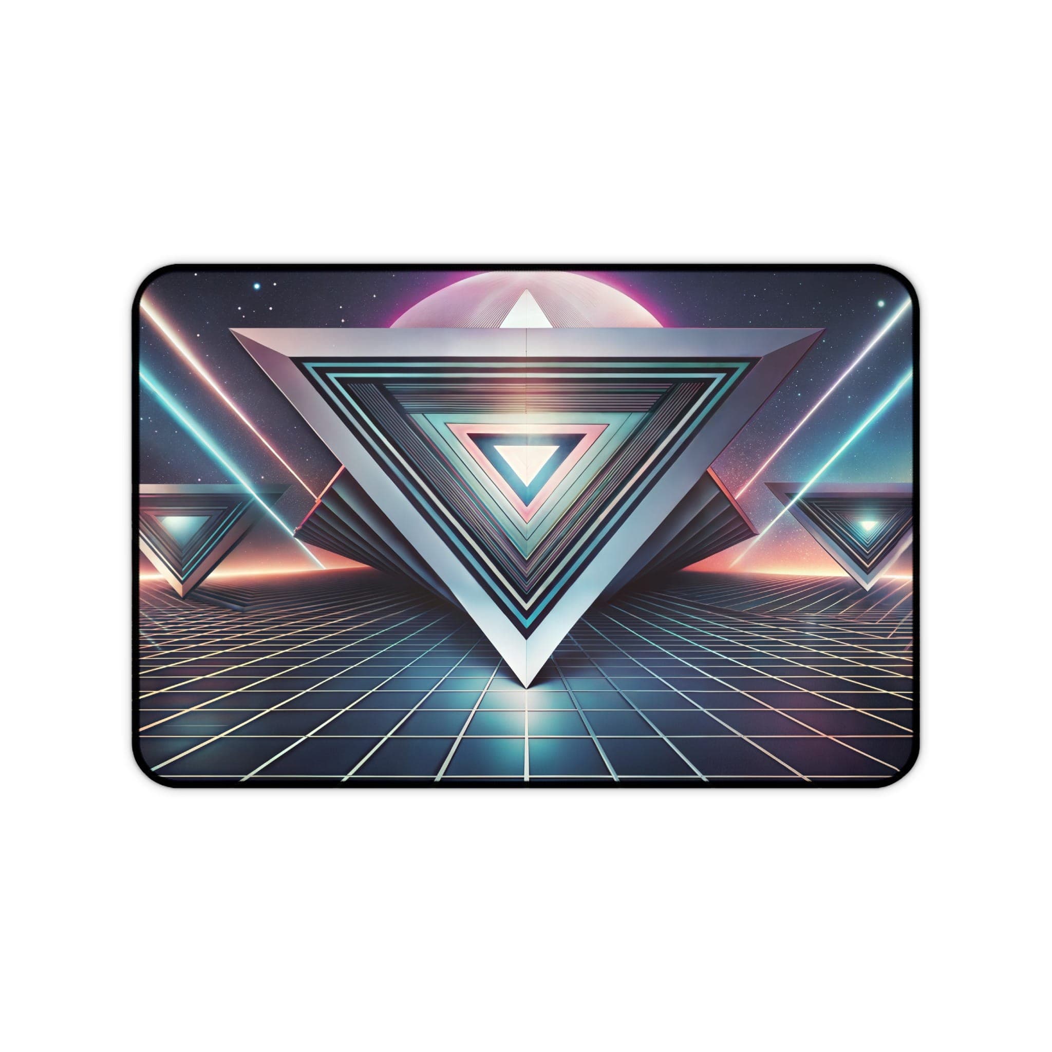 Synthwave Desk Mat, Retro Gaming Mouse Pad, Geometric Desk Pad, 80s Vaporwave Desk Accessories, Aesthetic Computer Mat, Neon Desk Decor