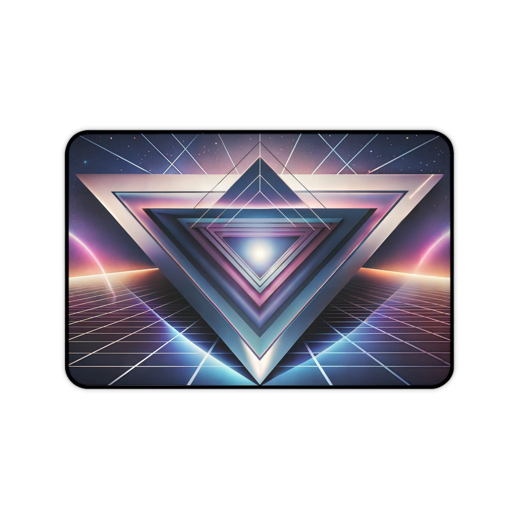 Retro Triangle Desk Mat, Aesthetic Mouse Pad, Synthwave Desk Pad, 80s Computer Mat, Gaming Desk Mat, Cool Desk Accessories
