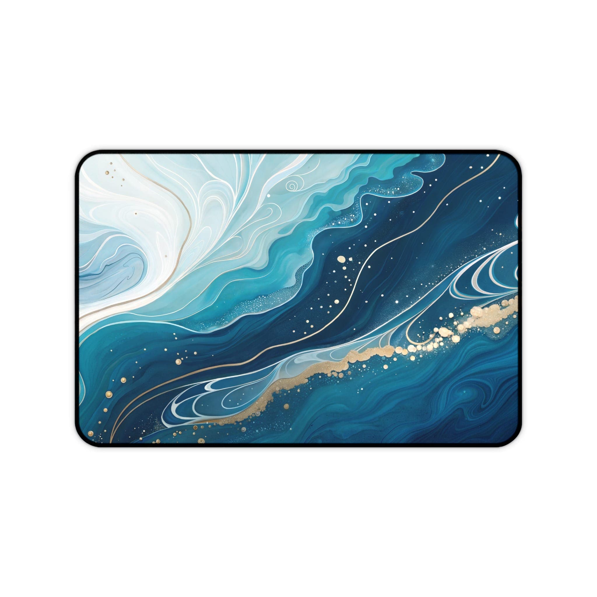Abstract Desk Mat, Blue and Gold, Desk Pad, Mouse Pad, Desk Accessories, Office Decor, Aesthetic Desk Mat, Work From Home Desk Mat