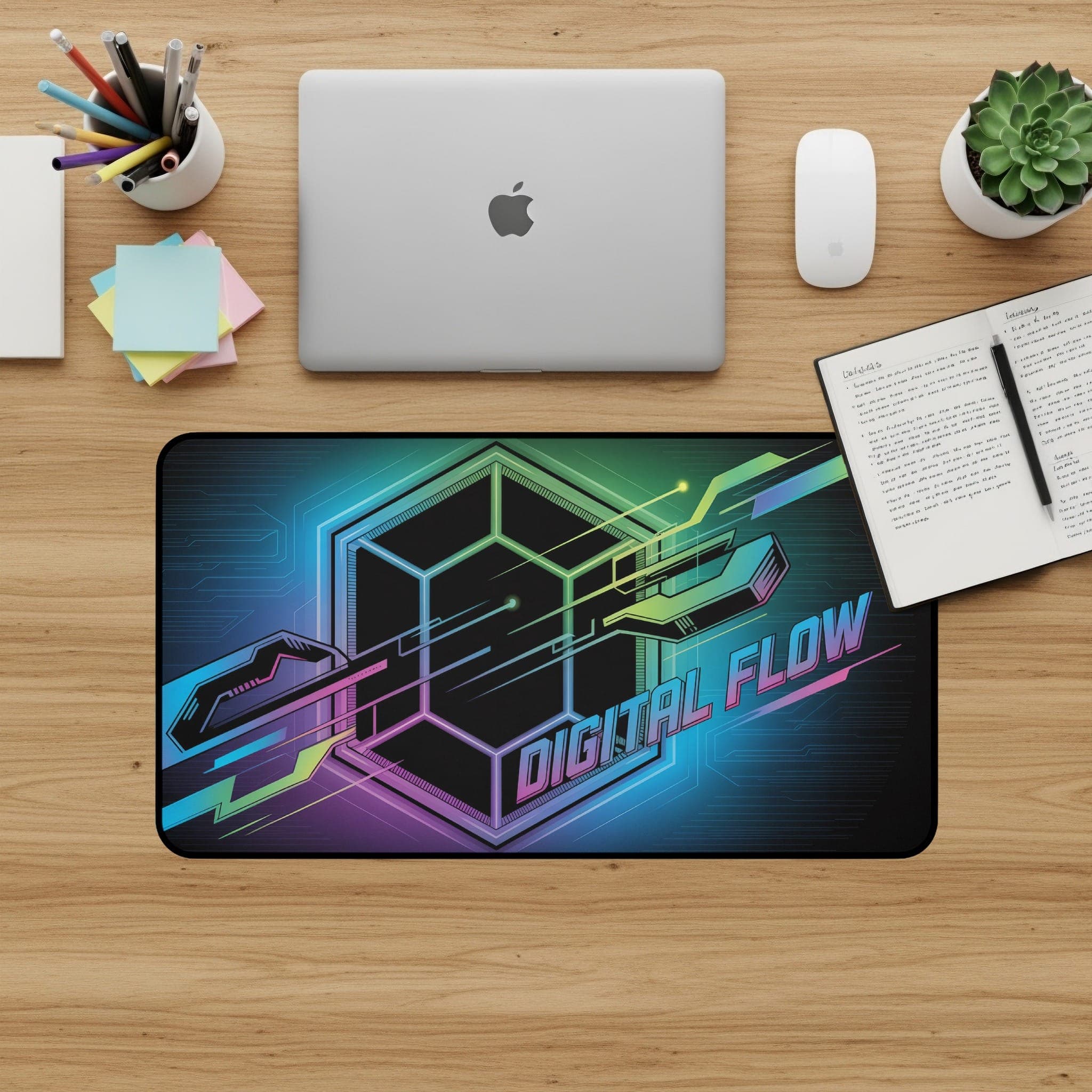 Digital Flow Schreibtischunterlage, futuristisches Mauspad, große Schreibtischunterlage, Gamer-Schreibtischzubehör, Computer-Schreibtischunterlage, Büro-Deko, extra großes Mauspad
