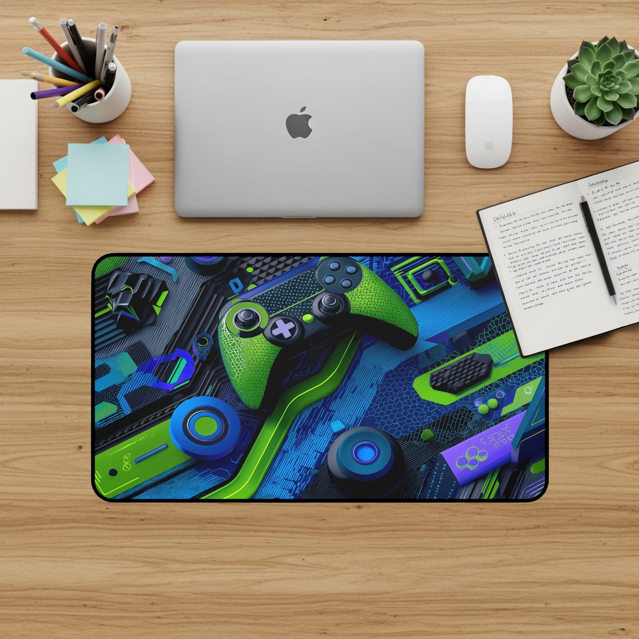 Gaming-Schreibtischunterlage, Neon-Controller-Mauspad, futuristische Schreibtischunterlage, Gamer-Zubehör, Schreibtisch-Accessoires, Computer-Schreibtischunterlage, großes Mauspad