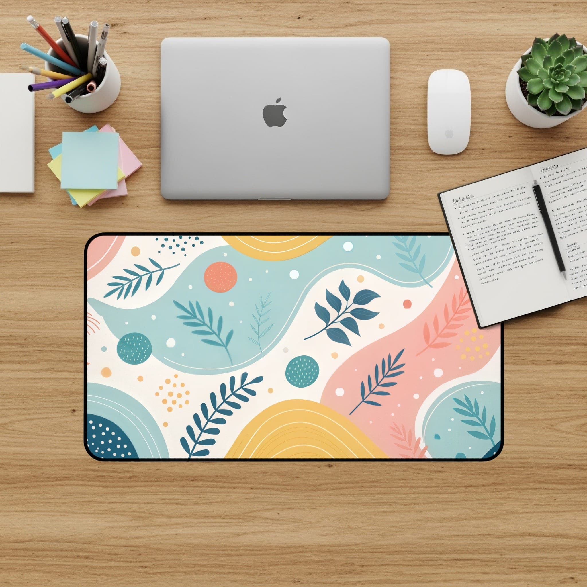 Abstrakte florale Schreibtischunterlage, stilvolles Desk Pad, botanisches Mauspad, großes Gaming Desk Mat, pastellfarbenes Schreibtisch-Zubehör, Computer-Unterlage, Büro-Deko