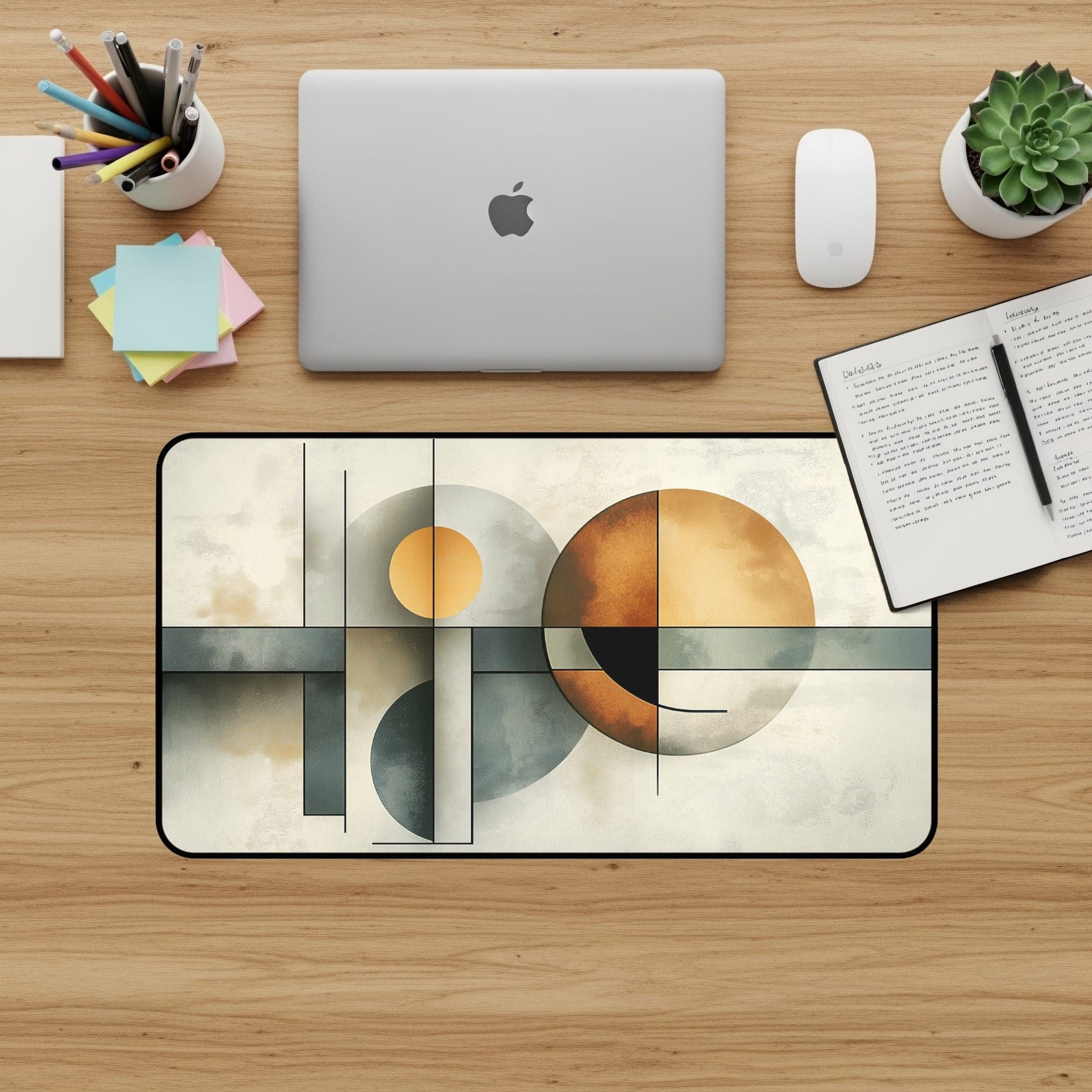 Abstrakte Schreibtischunterlage, Geometrisches Mousepad, Moderne Schreibtisch-Accessoires, Ästhetisches Desk Pad, Circle-Art-Bürodekor, Stilvolles Geschenk für den Arbeitsplatz