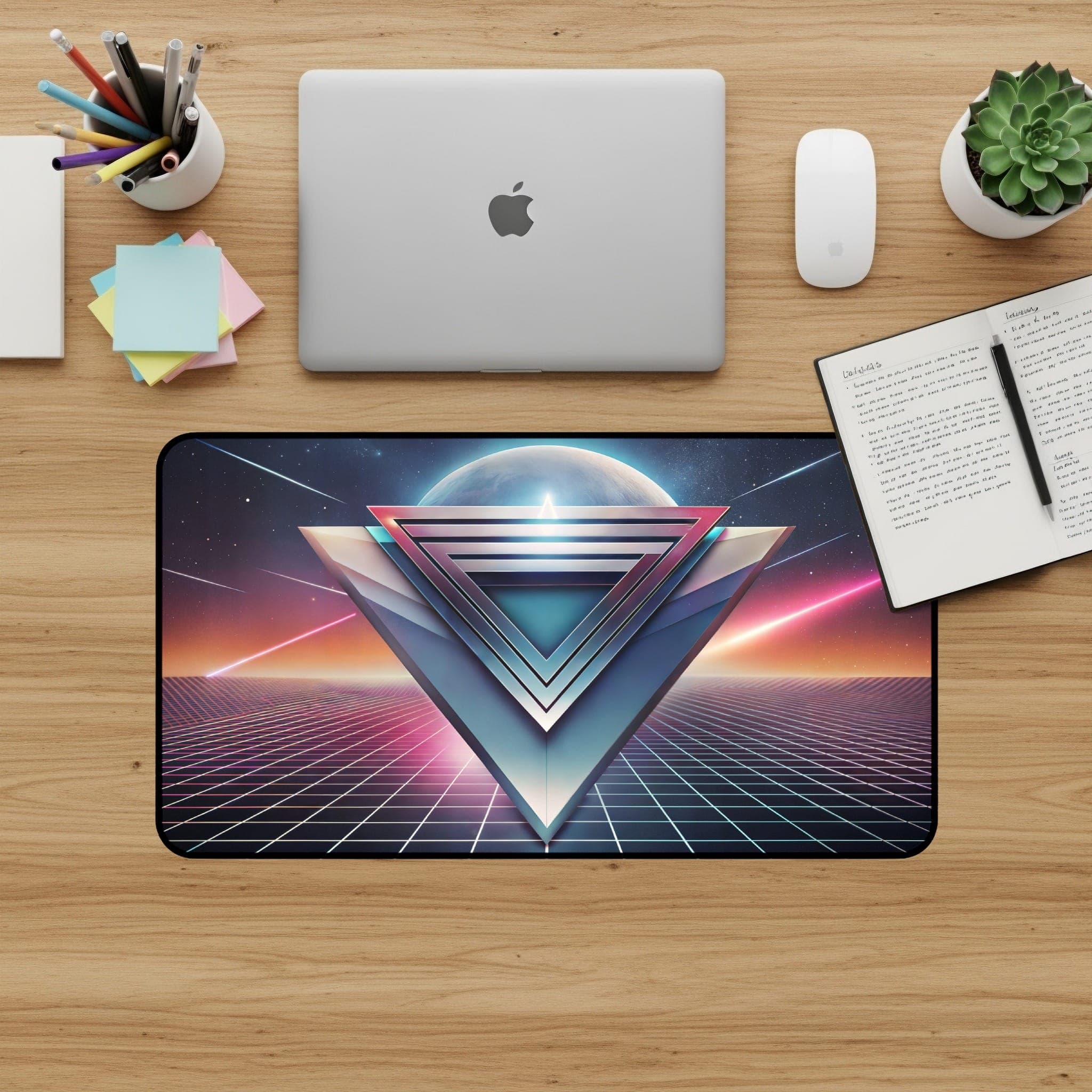 Retro Wave Desk Mat, Synthwave Mouse Pad, 80s Aesthetic Desk Pad, Gaming Accessories, Vaporwave Style Desk Mat, Cosmic Mousepad