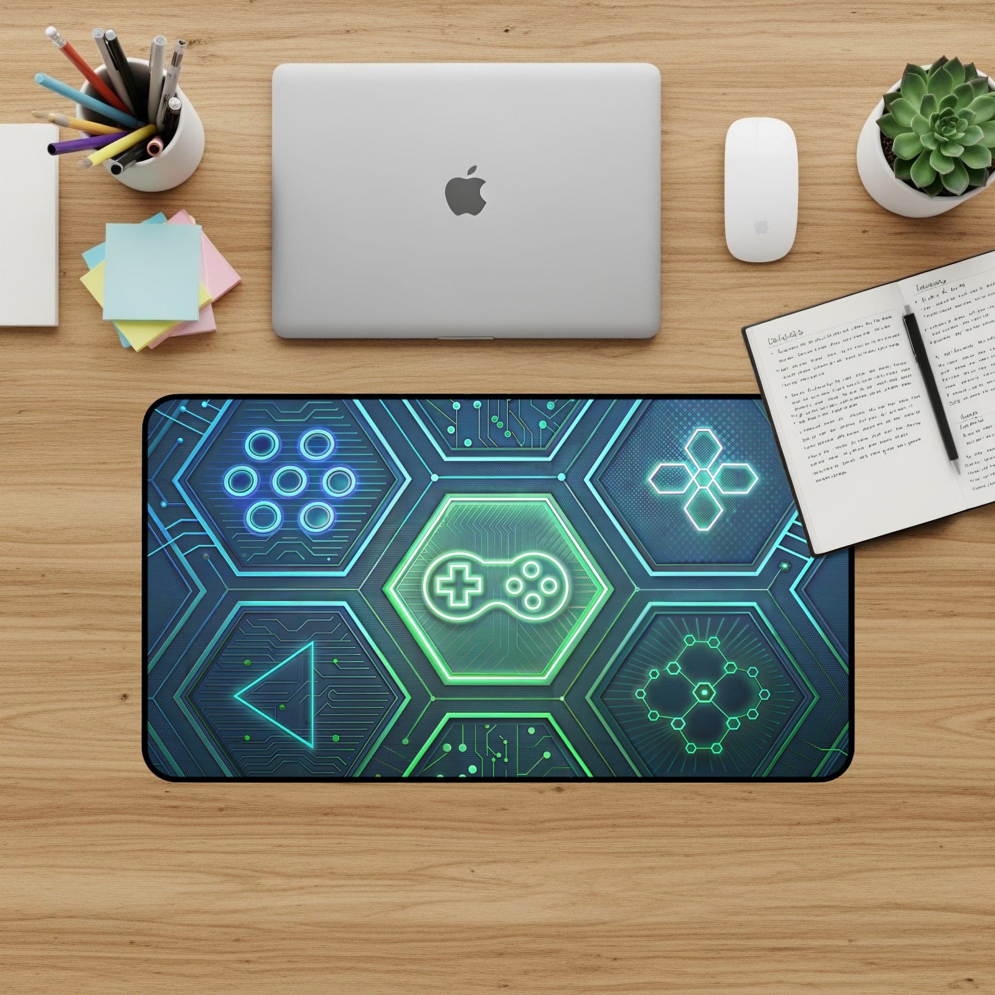 Gaming Desk Mat, Neon Gamepad Mouse Pad, Gamer Desk Pad, Large Desk Mat, Computer Desk Mat, Gaming Accessories, Desk Accessories, Mousepad