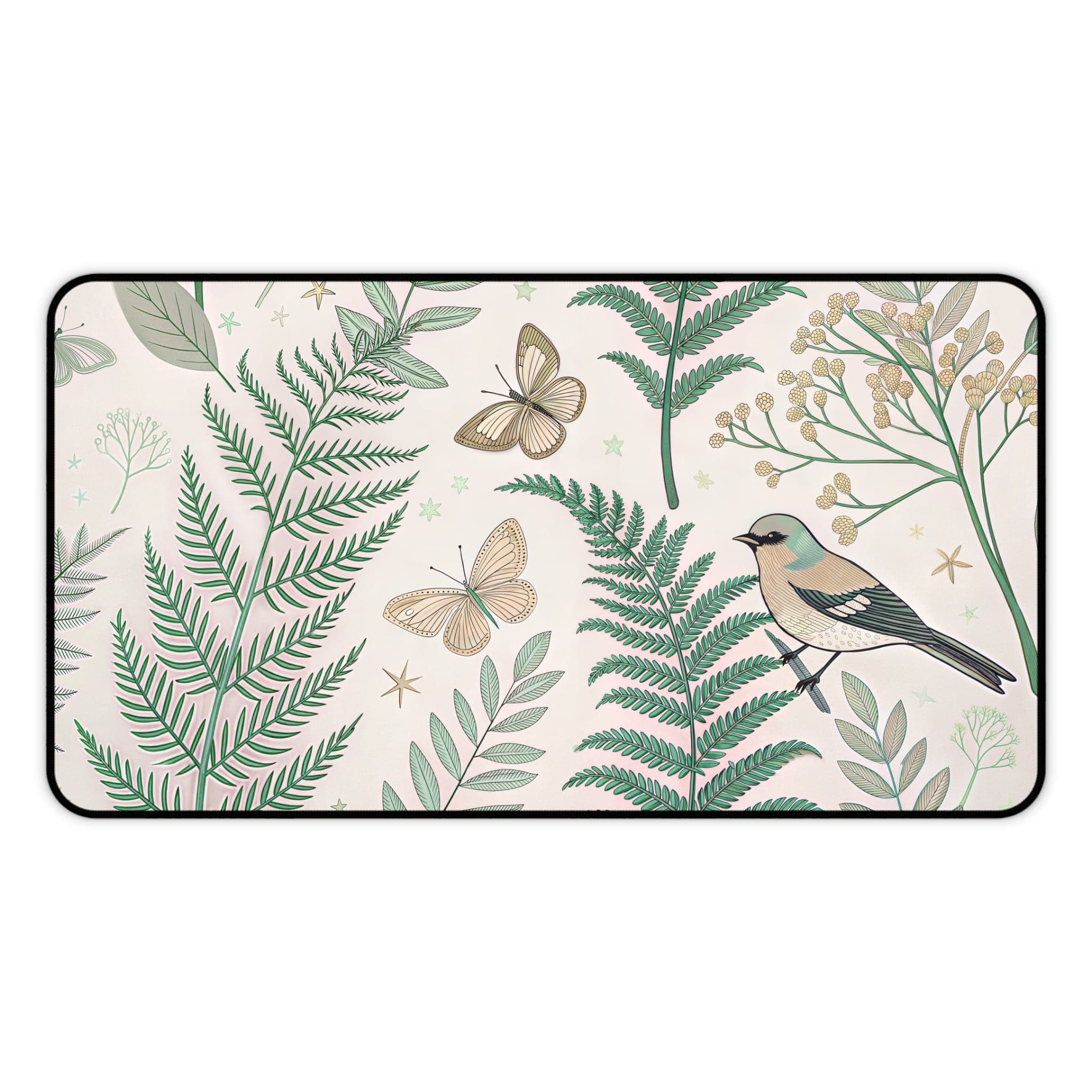Bird Butterfly Desk Mat, Nature Mouse Pad, Botanical Desk Pad, Office Accessories, Computer Mat, Aesthetic Desk Decor, Large Desk Mat
