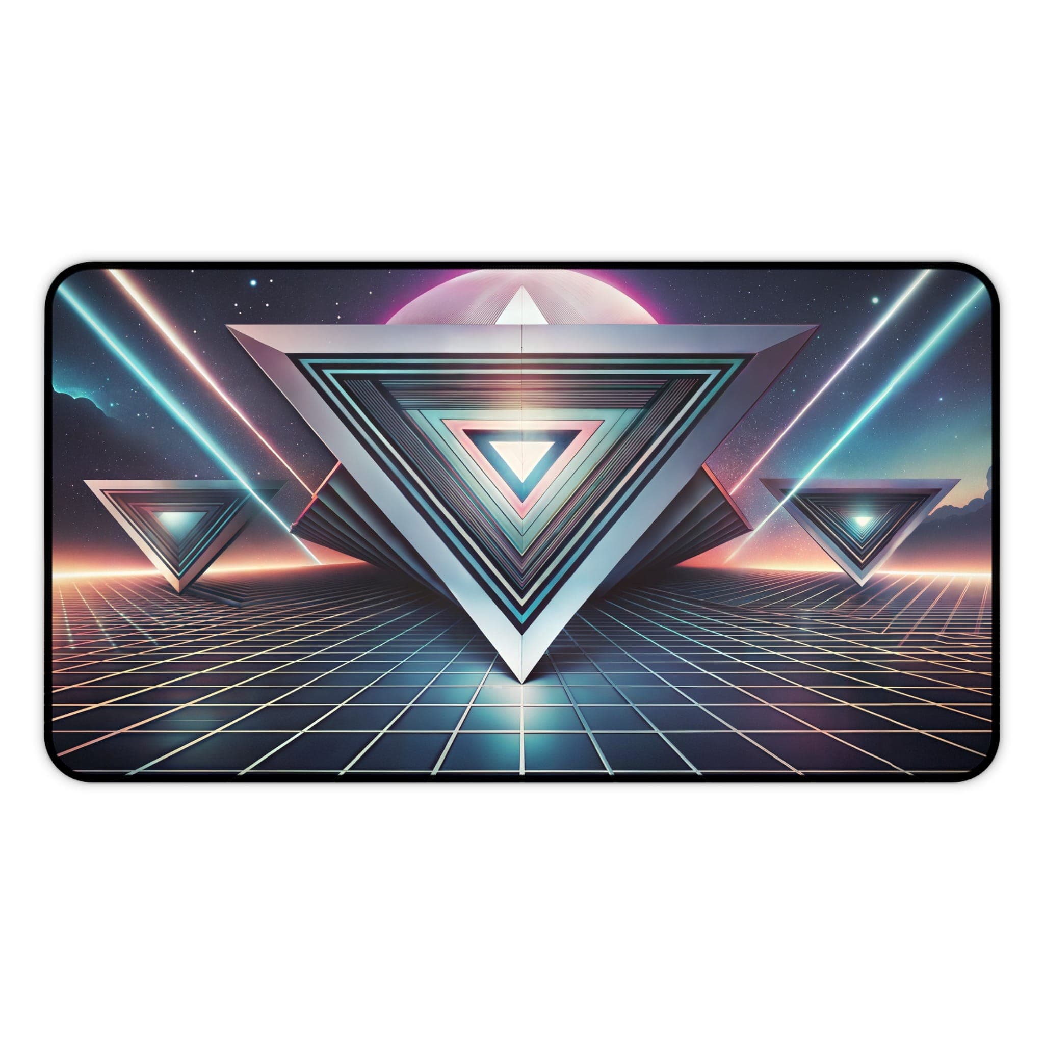 Synthwave Desk Mat, Retro Gaming Mouse Pad, Geometric Desk Pad, 80s Vaporwave Desk Accessories, Aesthetic Computer Mat, Neon Desk Decor