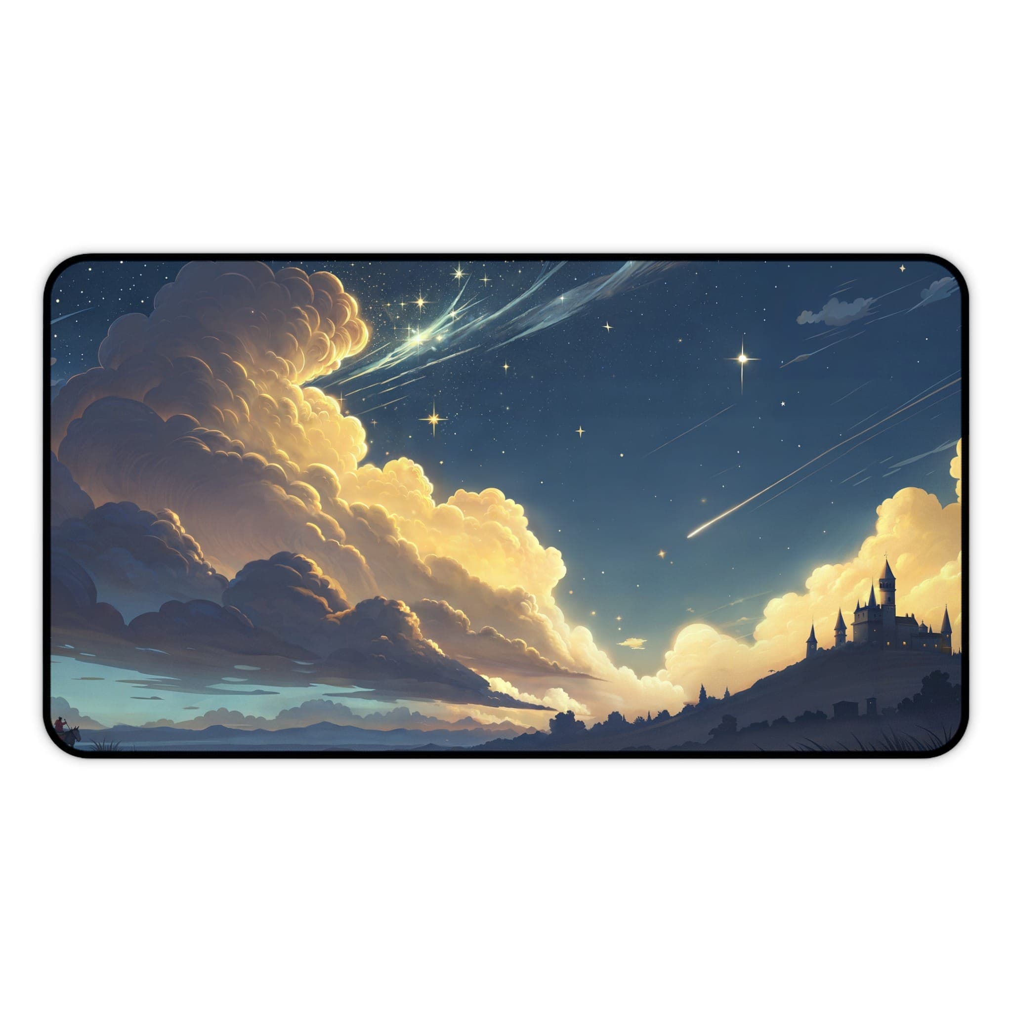 Night Sky Castle Desk Mat, Gaming Mouse Pad, Extended Desk Pad, Large Mousepad, Desk Accessories, Sky Cloud Star Desk Mat