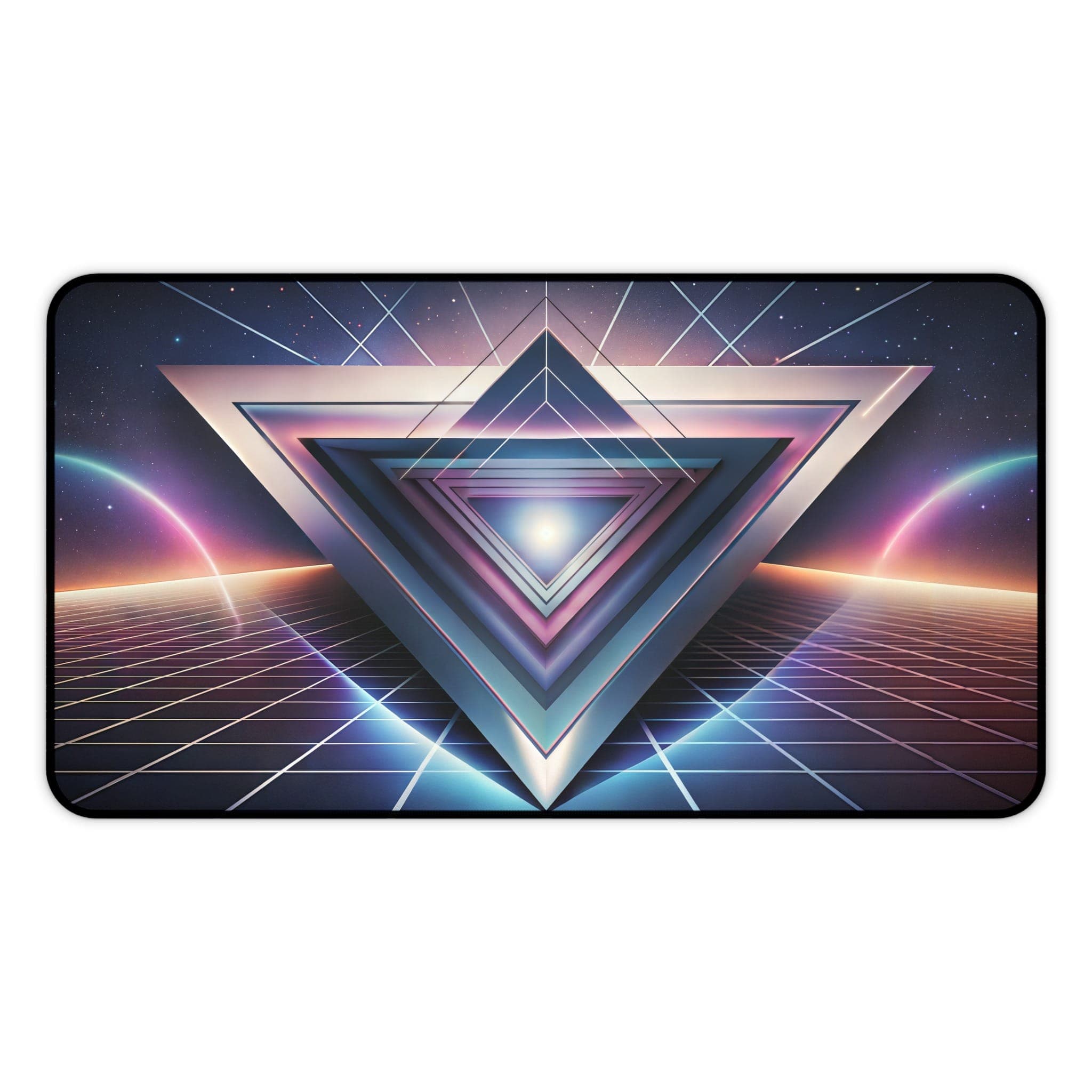 Retro Triangle Desk Mat, Aesthetic Mouse Pad, Synthwave Desk Pad, 80s Computer Mat, Gaming Desk Mat, Cool Desk Accessories