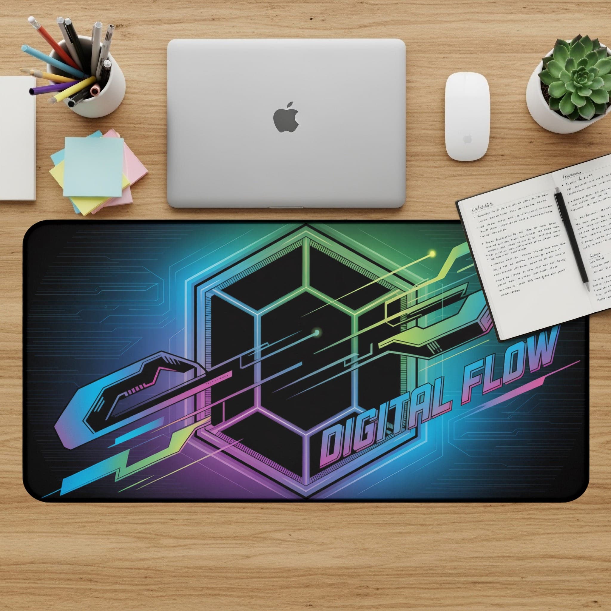 Digital Flow Schreibtischunterlage, futuristisches Mauspad, große Schreibtischunterlage, Gamer-Schreibtischzubehör, Computer-Schreibtischunterlage, Büro-Deko, extra großes Mauspad