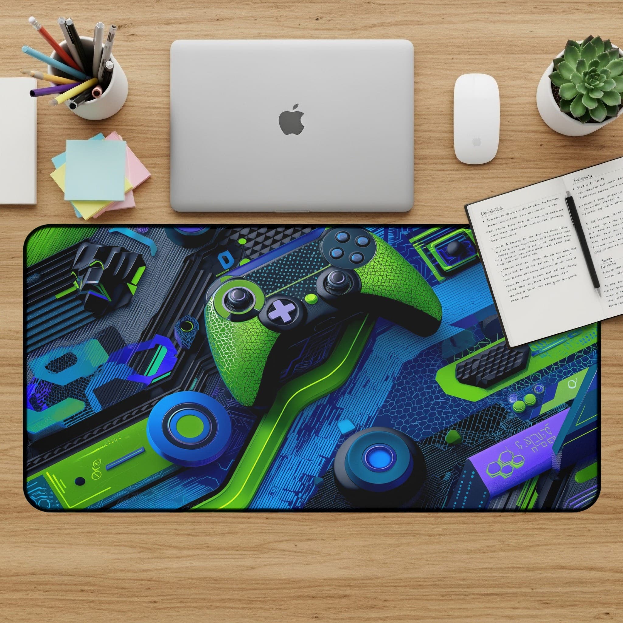 Gaming-Schreibtischunterlage, Neon-Controller-Mauspad, futuristische Schreibtischunterlage, Gamer-Zubehör, Schreibtisch-Accessoires, Computer-Schreibtischunterlage, großes Mauspad