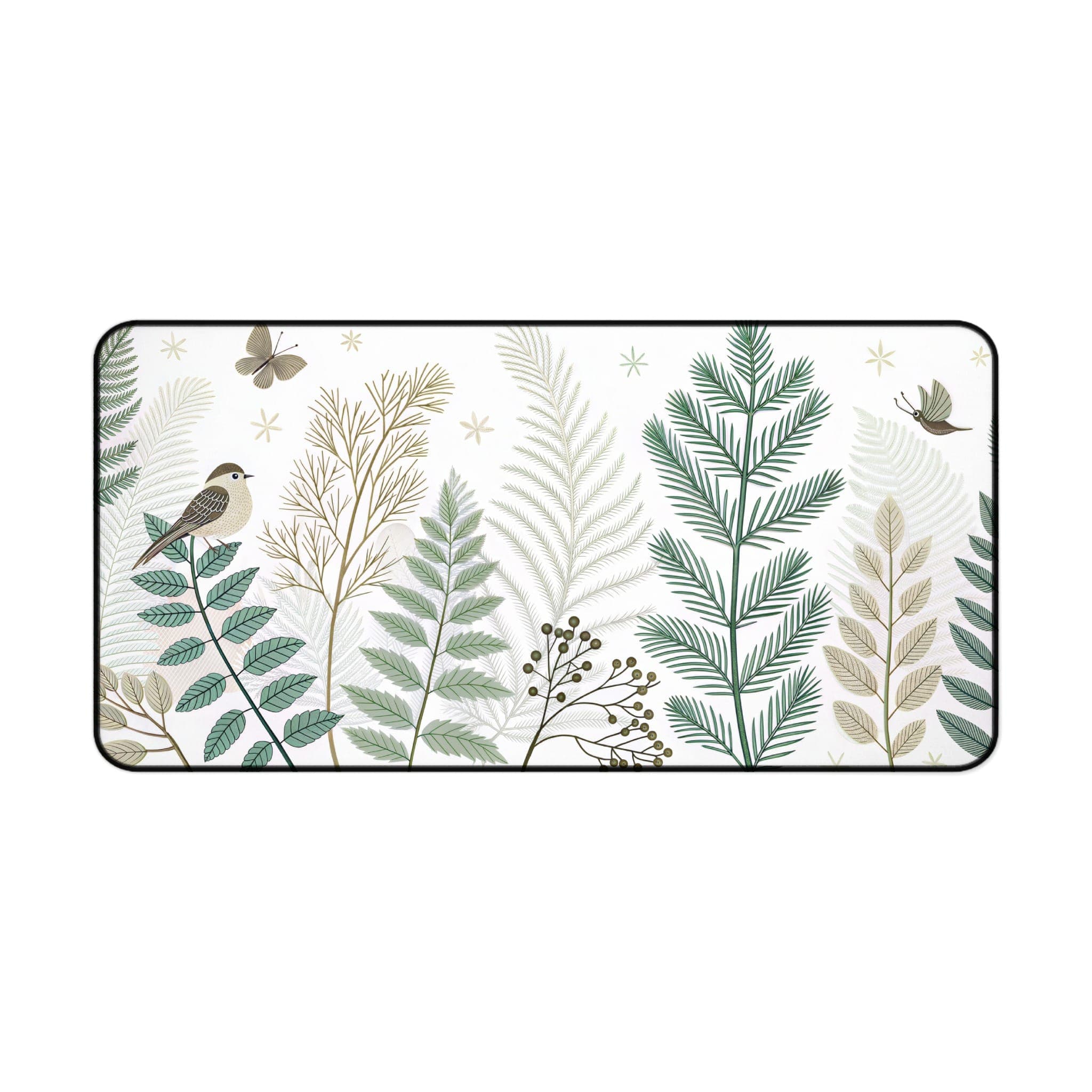 Vogel-Schreibtischunterlage, Botanisches Mauspad, Natur-Schreibtischunterlage, Schreibtisch-Accessoires, Farne, Floral, Vogel, Einzigartig, Modernes Schreibtisch-Dekor, Büro-Dekor