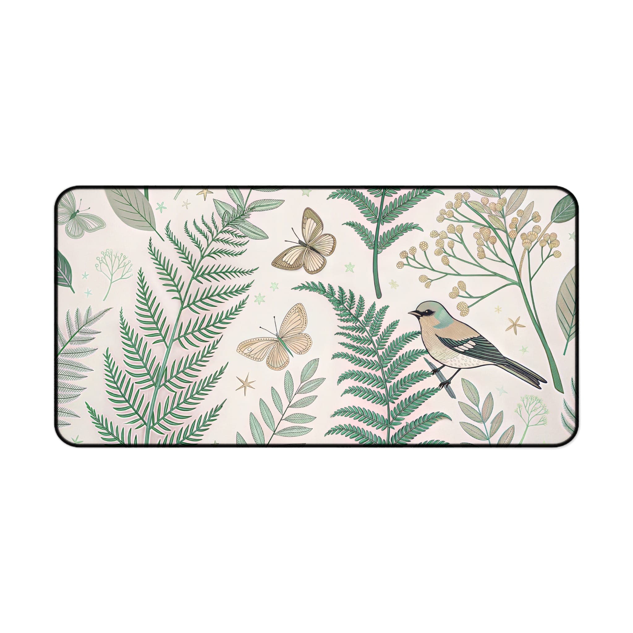 Bird Butterfly Desk Mat, Nature Mouse Pad, Botanical Desk Pad, Office Accessories, Computer Mat, Aesthetic Desk Decor, Large Desk Mat