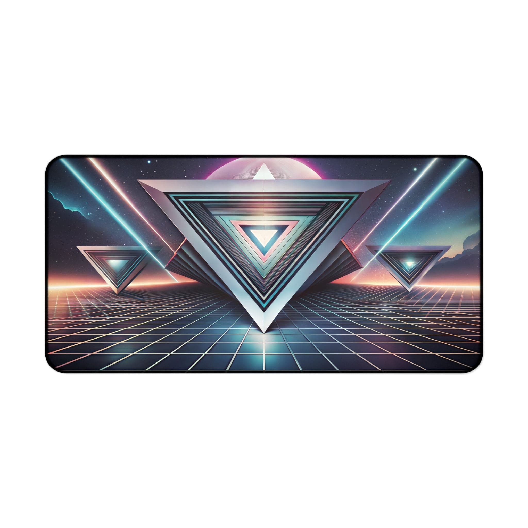 Synthwave Desk Mat, Retro Gaming Mouse Pad, Geometric Desk Pad, 80s Vaporwave Desk Accessories, Aesthetic Computer Mat, Neon Desk Decor