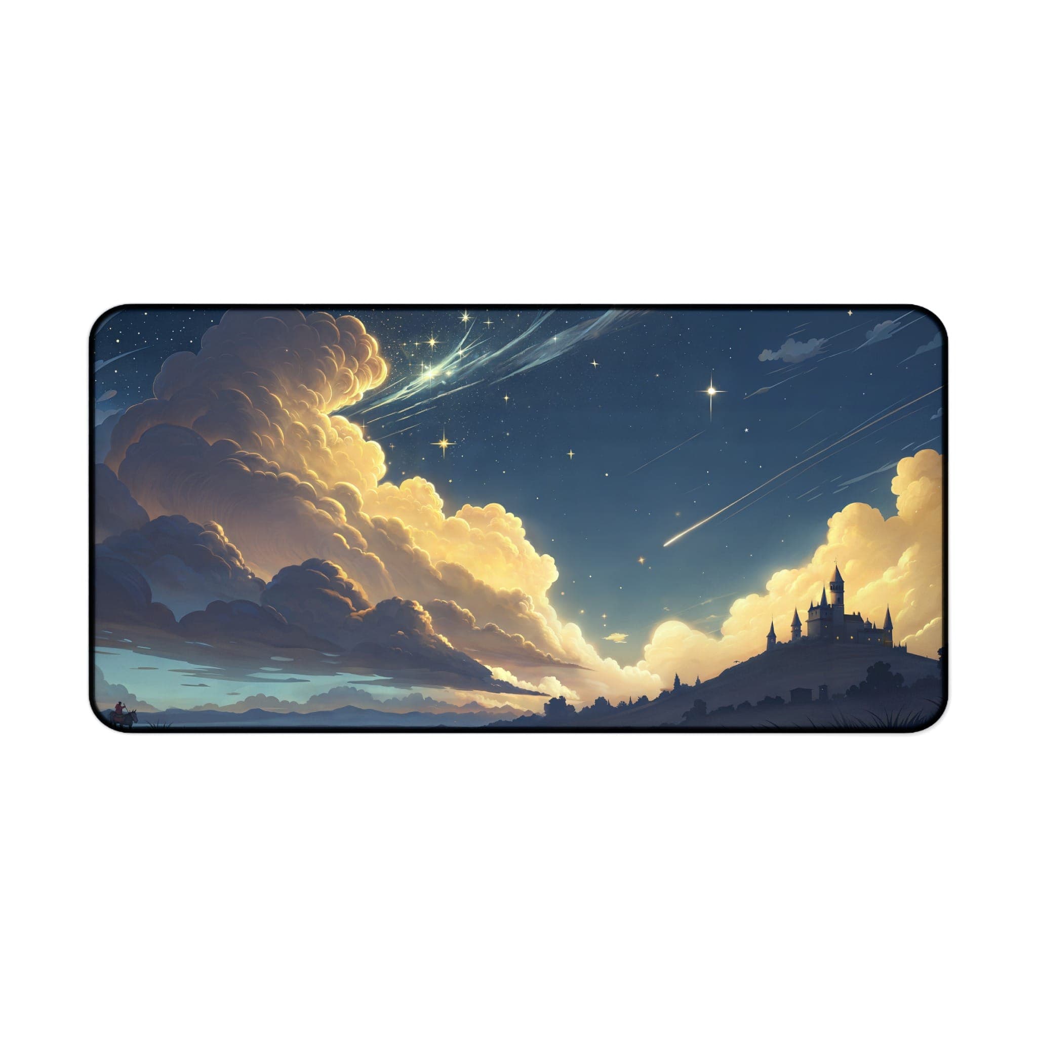 Night Sky Castle Desk Mat, Gaming Mouse Pad, Extended Desk Pad, Large Mousepad, Desk Accessories, Sky Cloud Star Desk Mat
