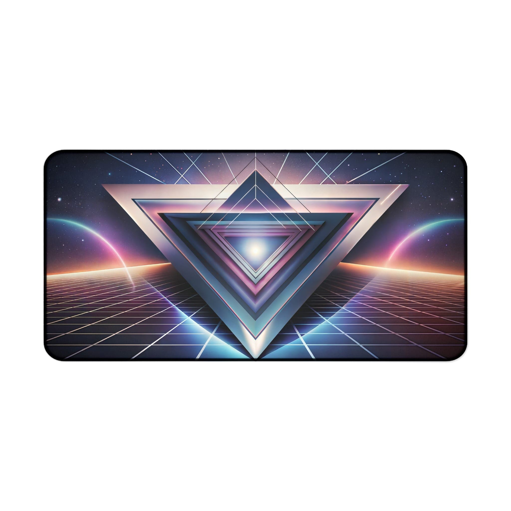 Retro Triangle Desk Mat, Aesthetic Mouse Pad, Synthwave Desk Pad, 80s Computer Mat, Gaming Desk Mat, Cool Desk Accessories