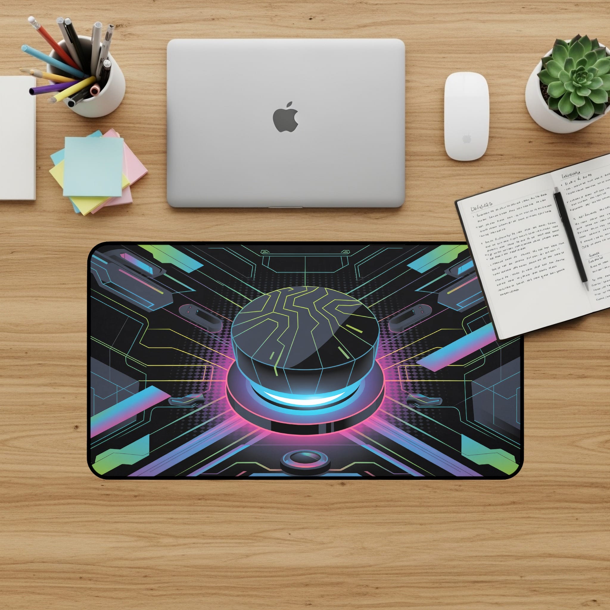 Cyberpunk Desk Mat, Futuristic Mouse Pad, Tech Desk Pad, Gaming Desk Accessories, Computer Desk Mat, Large Mousepad, Workstation Decor - Image 3