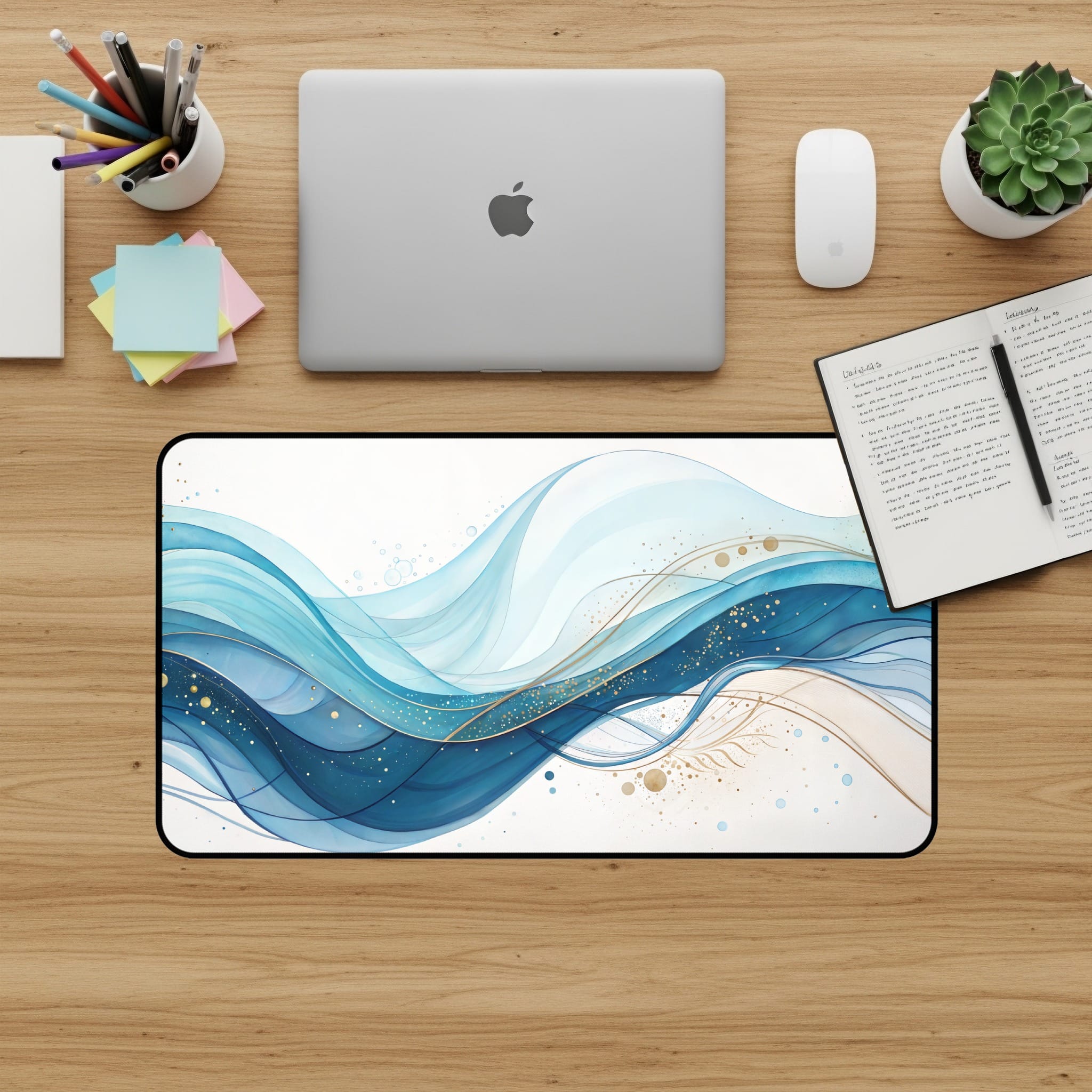 Abstract Wave Desk Mat, Stylish Mouse Pad, Large Desk Pad, Gaming Desk Mat, Aesthetic Desk Accessories, Office Decor, Modern Desk Mat - Image 3