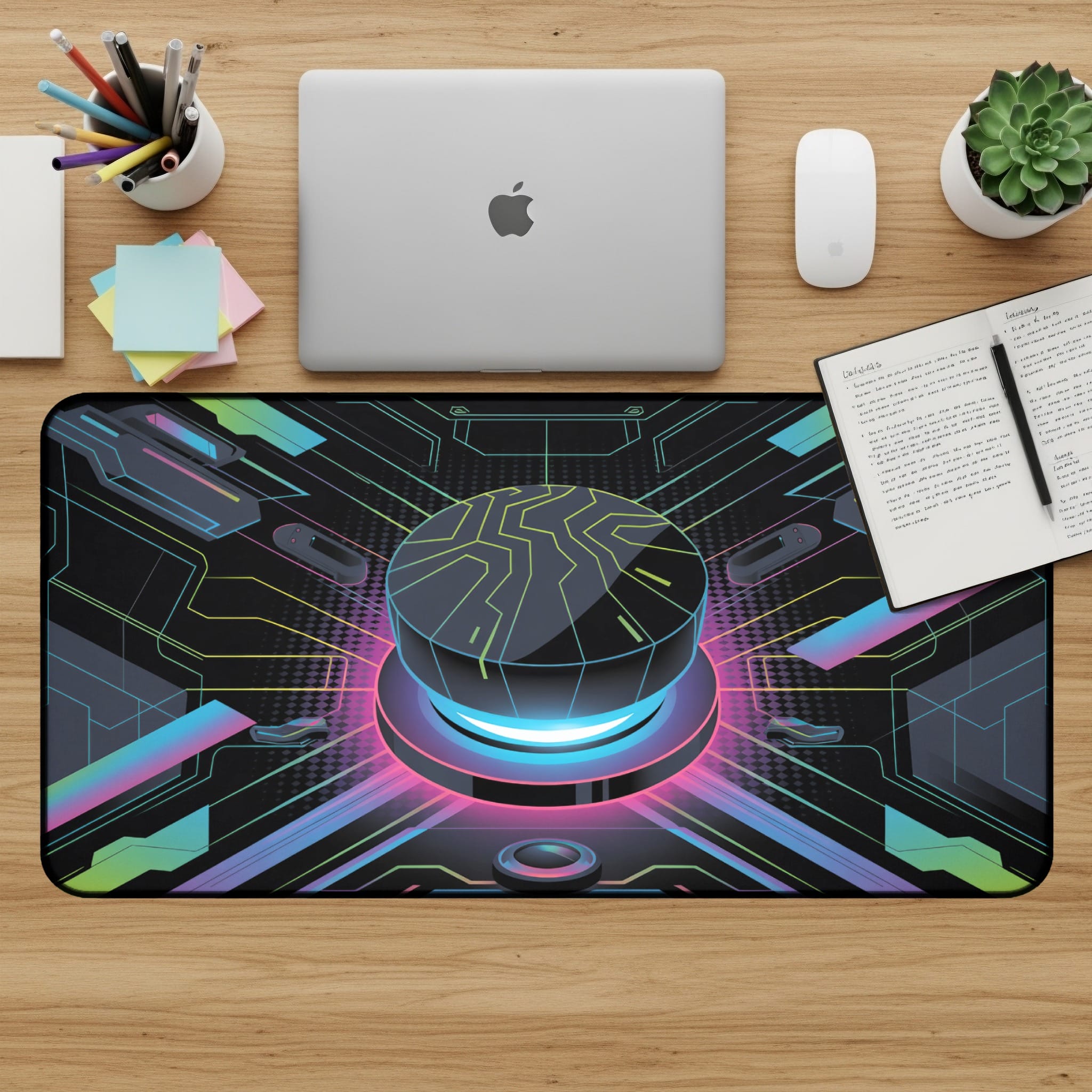 Cyberpunk Desk Mat, Futuristic Mouse Pad, Tech Desk Pad, Gaming Desk Accessories, Computer Desk Mat, Large Mousepad, Workstation Decor