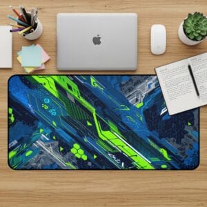 Cyberpunk Desk Mat, Tech Mouse Pad, Abstract Desk Pad, Gaming Accessories, Computer Desk Mat, Large Desk Mat, Unique Desk Accessories