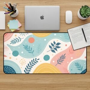Abstract Floral Desk Mat, Cute Desk Pad, Botanical Mouse Pad, Large Gaming Desk Mat, Pastel Desk Accessories, Computer Mat, Office Decor