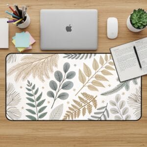 Botanical Desk Mat, Leaf Pattern Mouse Pad, Nature Desk Pad, Office Accessories, Keyboard Mat, Computer Mat, Work From Home Desk Decor