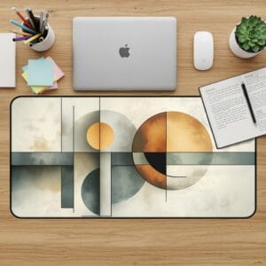 Abstract Desk Mat, Geometric Mouse Pad, Modern Desk Accessories, Aesthetic Desk Pad, Circle Art Office Decor, Stylish Workspace Gift