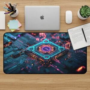 Tech Desk Mat, Circuit Board Mouse Pad, Futuristic Desk Pad, Computer Accessories, Gaming Desk Mat, Office Decor