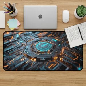 Futuristic Tech Desk Mat, Circuit Board Mouse Pad, Gaming Desk Pad, Cool Desk Accessories, Abstract Desk Decor