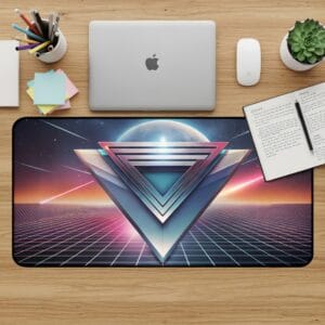 Retro Wave Desk Mat, Synthwave Mouse Pad, 80s Aesthetic Desk Pad, Gaming Accessories, Vaporwave Style Desk Mat, Cosmic Mousepad